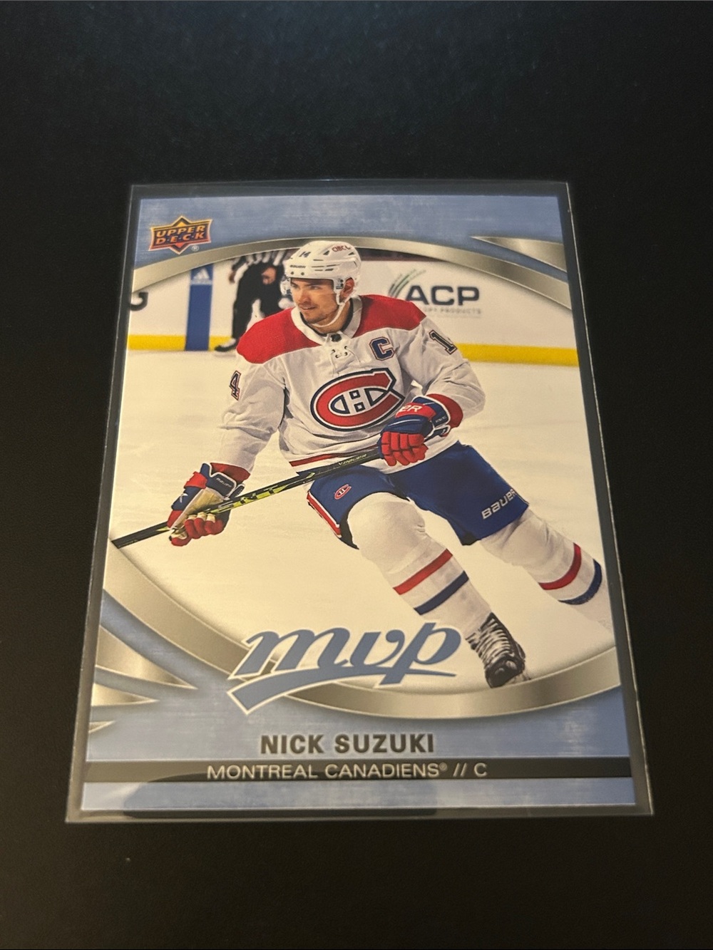 Upper Deck MVP Nick Suzuki Montreal Canadiens Hockey Card - White/Red/Blue